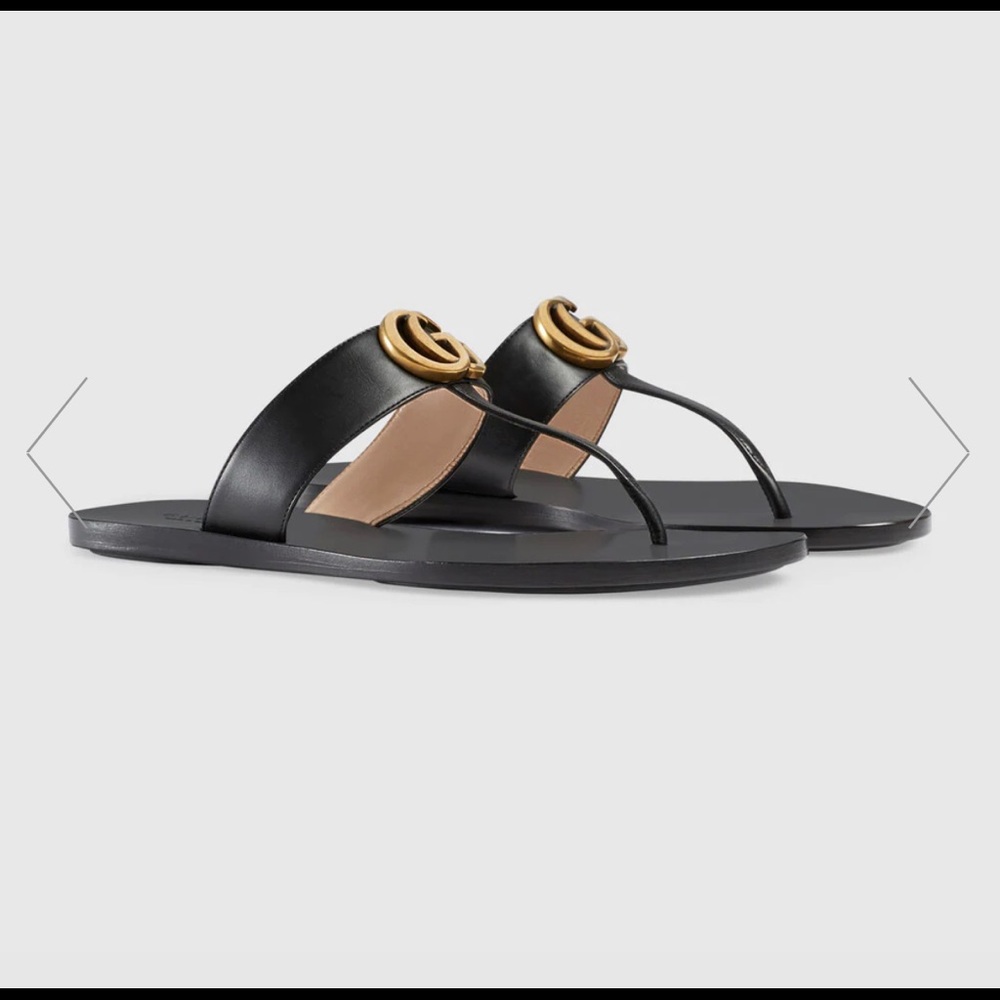 Leather thong sandal with Double G - Picture 3 of 3
